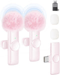 SUDEHO Dual Wireless Lapel Microphone System, Noise-Canceling Clip-On Design, Instant Connection via USB-C Receiver for Android (Rosy Pink) by SUDEHO
