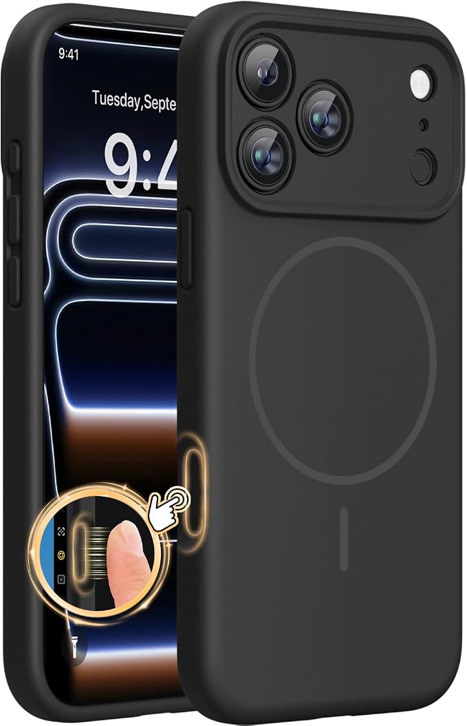 Miracase Silicone & Magnetic for iPhone 17 Pro Max Case, Black | Compatible with MagSafe, Camera Control Cover, Premium Silicone Cover Shockproof Drop Protection Phone Case for 17 Pro Max by Miracase