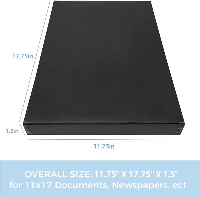 Lineco Museum Archival Storage Box, Drop Front, 11.75x17.75x1.5 in, Black | Acid-Free with Metal Edge, Preserves Picture Longevity, Organize Photos, Newspapers, Prints, Documents, Crafts, DIY - Image 3
