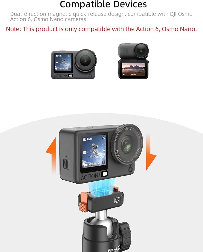 55'' Osmo Action Portable Floor Tripod Stand for DJI Action 6/Osmo Nano | 2-in-1 Long Selfie-Stick, Extendable Handle Grip w 360° Ball Head, Travel Vlogging Accessories for Hiking/Video Recording - Image 2