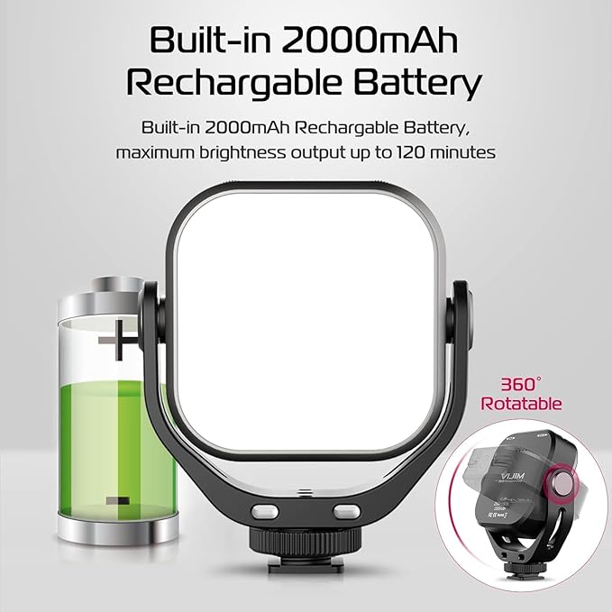 ULANZI VL66 Bi-Color Adjustable Rechargeable 2500-6500K - Mini Video Portable Light on Cam, 2000mAh CRI95+ Dimmable, Ultra Bright Photo & Video Lighting, LED Fill Lamp for DSLR Camcorder Action Camera - Image 3