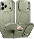 SURITCH for iPhone 17 Pro Case with Camera Control Cover, Camera Cover and Adjustable Kickstand, Compatible with MagSafe, Shockproof Bumper Protective Cases 6.3 Inch, Green by SURITCH
