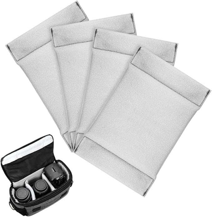 VILLCASE 4pcs Camera Bag Divider Camera Bag Compartment Divider Lens Protection Insert Backpack Inserts Lens Separator Pad Grey Fiber Fleece by VILLCASE