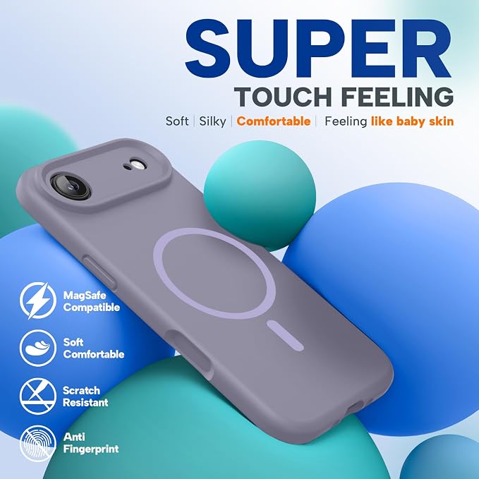 miracase Magnetic for iPhone Air Case, Compatible with MagSafe, Integrated Silicone Camera Control Cover, 3.0mm Thicken Shockproof Drop Protection Phone Case for 17 Air,Lavender Gray - Image 6