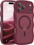 BENTOBEN Magnetic for iPhone 17 Pro Max Case, Cute Wavy [Full Camera Protection][Compatible with MagSafe] Matte Anti-Slip Bumper Women Men Boys Protective Cover for 17 ProMax 6.9",Cherry Red by BENTOBEN