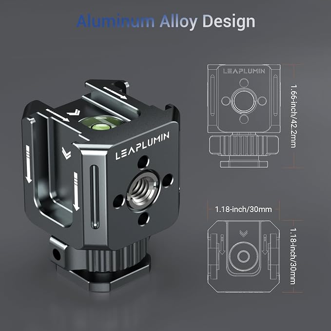 Triple Cold Shoe Mounts Adapter, 3/8'' Screw Hole to 1/4'' Screw Hole, Aluminum Alloy Hot Shoe Extension Bracke for DSLR Camera Flash Light, Monitor, Microphone-Gray - Image 7