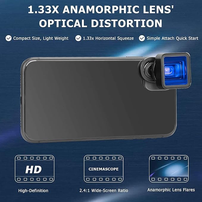 1.33X Anamorphic Lens Filmmaking Cinematic for Phone Smartphone Video 2.4:1 Ratio Attached Lens for FilmicPro Fotorgear Promovie - Image 4