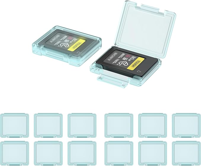 12 Pcs CFexpress Type-A Card Holders Storage Cases with Label Stickers | 12 Pcs independent cases, specially for CFexpress Type-A cards, dustproof anti-scratch protection, adhesive Label by KIWIFOTOS