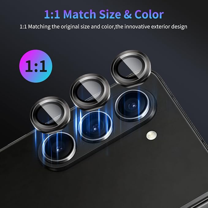 Camera Lens Protector for Samsung Galaxy Z Fold 5,1 Pack | Tempered Metal Glass Camera Cover Film,HD Clear,Anti-Scratch Lens Screen Protector Film,Case Friendly,Black Titanium - Image 5