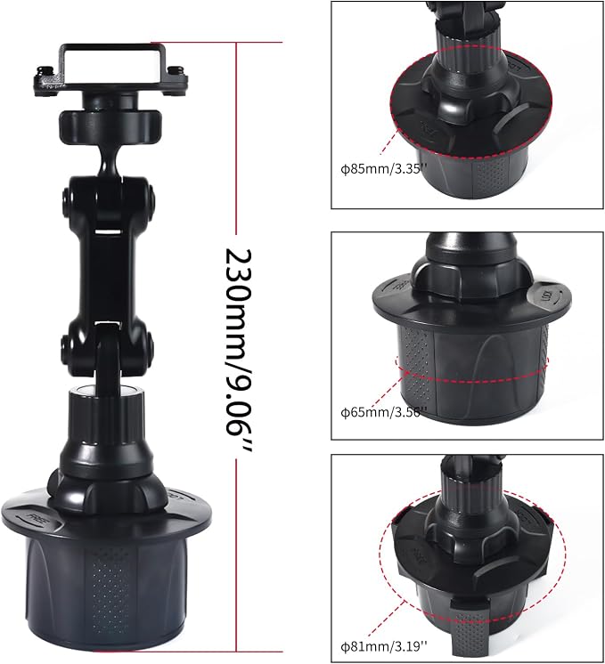 Universal Car Cup Holder Mount for Walkie Talkies & Microphones – Heavy-Duty Hands-Free Holder for Round Knob/Clip-On Radios, Two-Way Radios, and CB Mics - Image 3