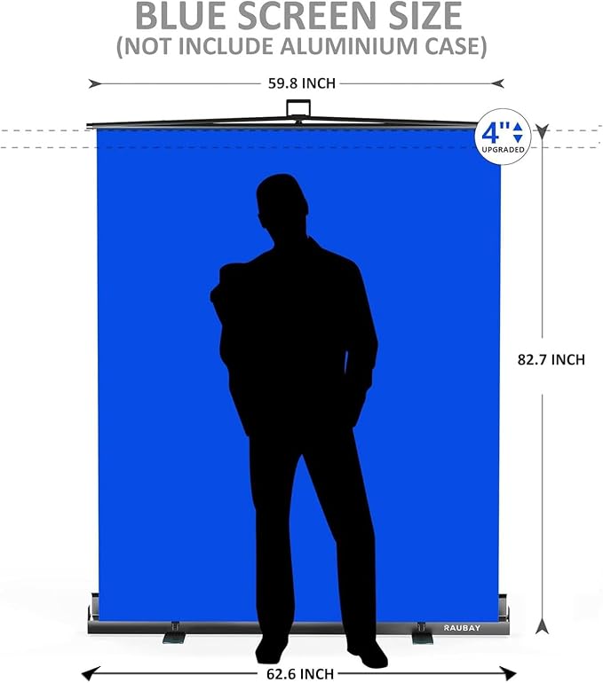 【Easy Set Up】 RAUBAY 59.8 x 82.7in Collapsible Blue Screen Backdrop | Portable Retractable Chroma Key Panel Photo Background with Stand for Video Conference, Photographic Studio, Streaming - Image 2