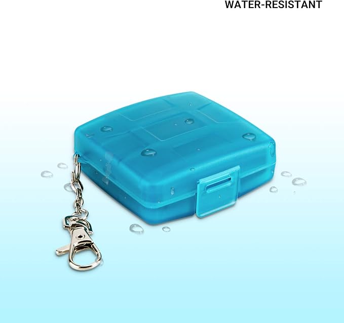 8 Slots Memory Card Case for 4 SD/SDHC/SDXC Cards and 4 Micro SD/TF Cards,Anti-Dust Crush Resistance,SD Card Case Small Micro SD Holder with Chain (Blue) - Image 5