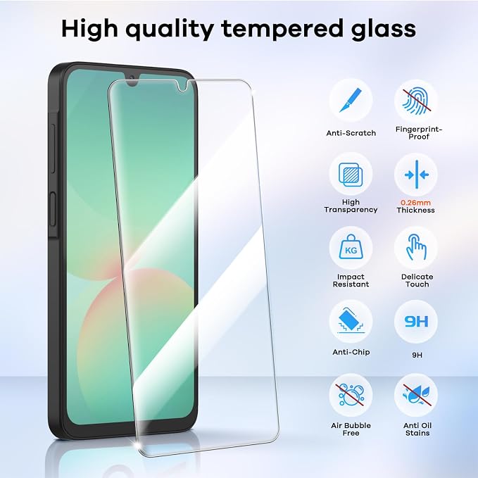 4+4 for Samsung Galaxy A26 5G Screen Protector Camera Lens Protector | 9H Tempered Glass Cell Phone Protector - Image 3