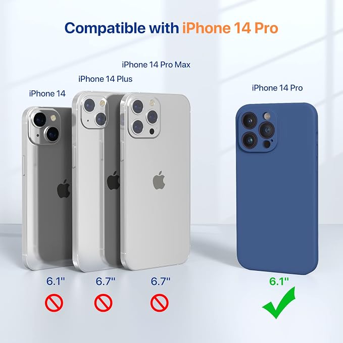 Miracase Silicone for iPhone 14 Pro Case, Glass Blue | Soft Anti-Scratch Microfiber Lining, Premium Silicone Cover Shockproof Drop Protection Phone Case for 14 Pro - Image 6