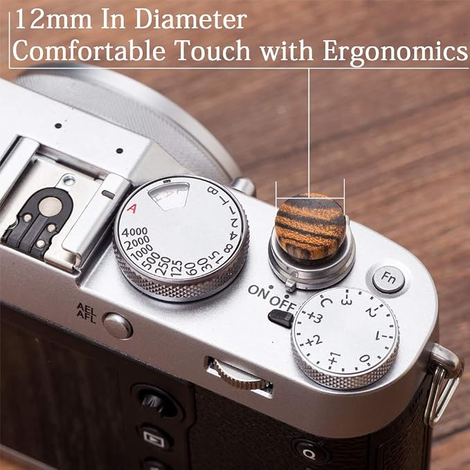 Wood Soft Shutter Release Button | Delicate Camera Shutter Button 12mm Concave Surface Golden Black 1 PCS (Wood Grain Random) - Image 2