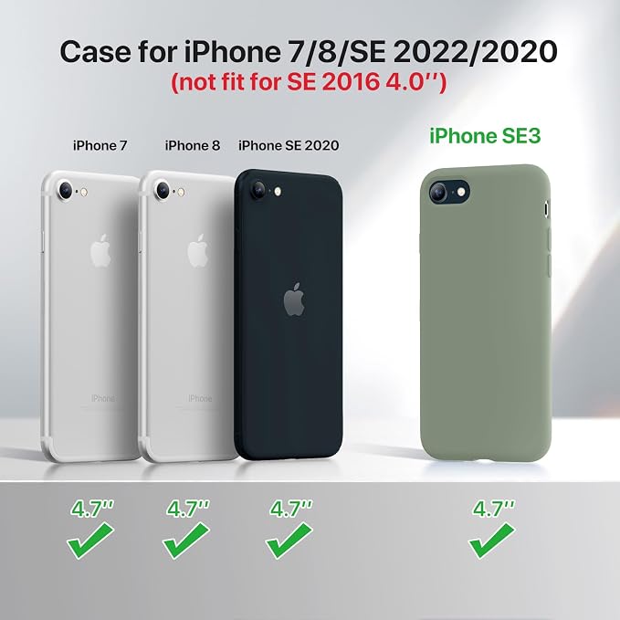 miracase Ultra Slim Designed for iPhone SE Case 2022(3rd Gen)/iPhone SE 2020 Case(2nd Gen)/iPhone 7 Case/iPhone 8 Case with Screen Protector, Multi-Color Silicone Shockproof Phone Case Patina Green - Image 7