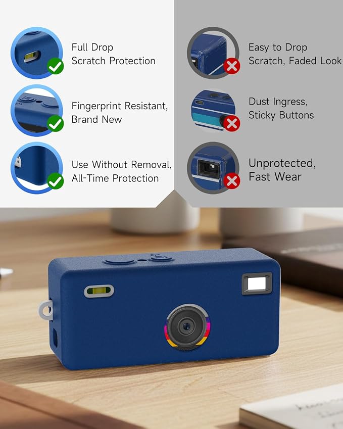 Silicone Case for Kodak CHARMERA Keychain Digital Blind Box accessories,Soft Silicone Protective Case,Comes with Screen Protectors and Wrist Strap -Dark Blue - Image 5