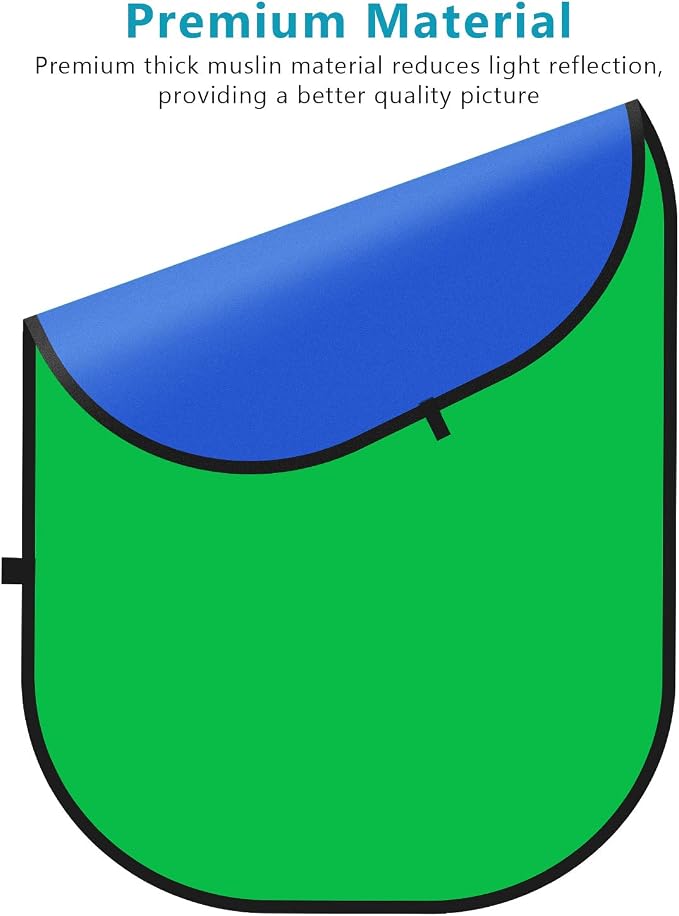 NEEWER 5x7ft/1.5x2m Chromakey Foldable Backdrop with Stand 8.5ft/2.6m | 2 in 1 Reversible Blue Green Background Panel, for Photography Studio, Live Streaming, Video Calls, Games - Image 8