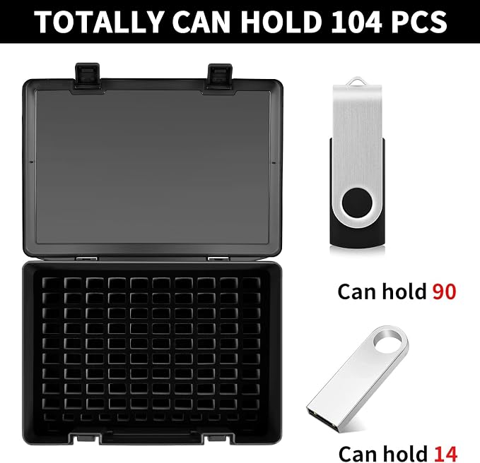 FULLCASE USB Flash Drive Case,104-Slot Thumb Drive Storage Organizer Black | USB Flash Drive Organizer,with Dual-size Removable Foam, Hard Shell,Snap Latch and Carry Handle,Case Only - Image 3