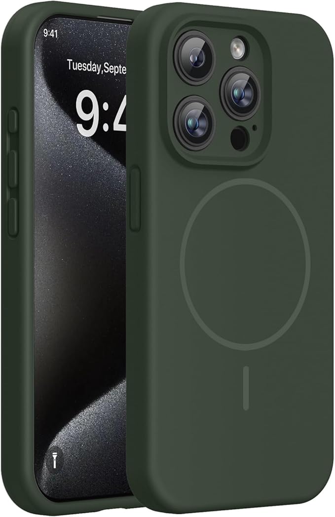 Miracase Magnetic for iPhone 15 Pro Case, Silicone, Soft Microfiber Lining by Miracase