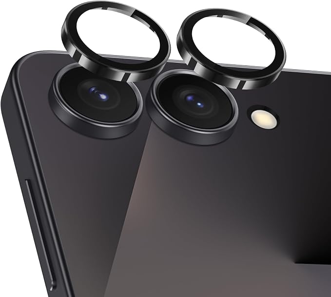 Meshine for Samsung Galaxy Z Flip 7 Camera Lens Protector,Scratch Proof,Strong Adsorption,9H Hardness with Metal Ring Camera Cover,Ultra Thin Case Friendly, Accessories Lens Protector,Black by Meshine