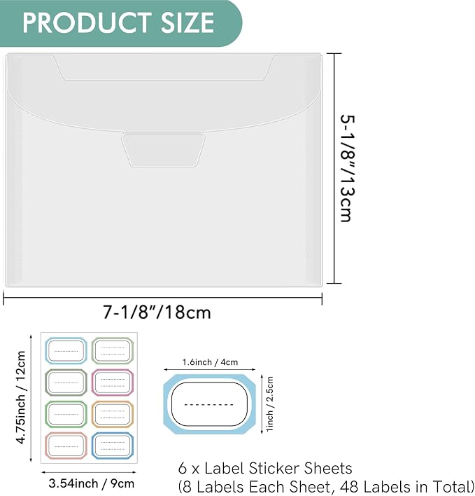 30Pieces 7x5inch Stamp&Die Storage Pockets Clear Die Storage Envelopes Scrapbooking Storage Cutting Dies Stencil Organizer Holder Album Embossing Crafts Card Making Stamp Storage with Label Sticker - Image 2