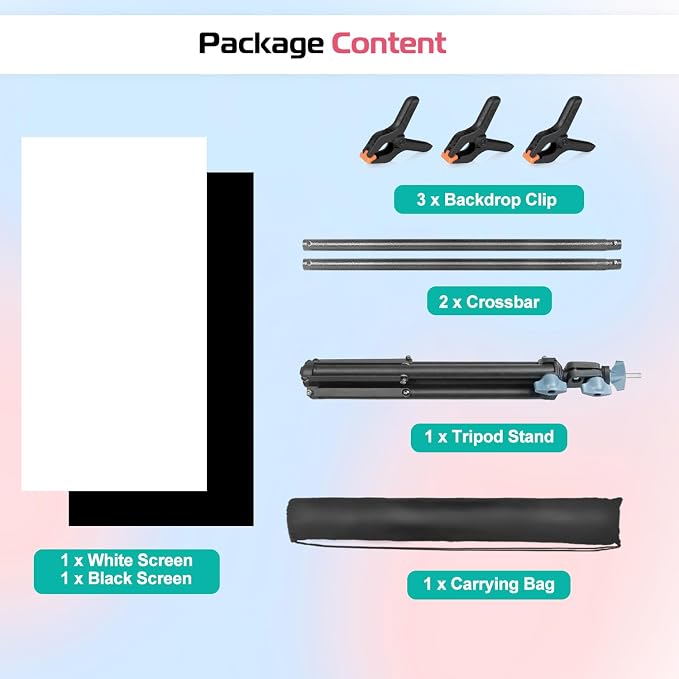 Product Photography Photo Backdrops Stand Kit, Photo Background, 26.8x50in White Black Backdrop Background with 26x29in Small T-Shape Backdrop Stand Tabletop Photo Shoot for Jewelry Cosmetics - Image 9