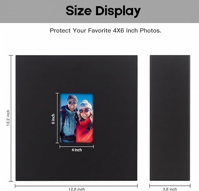 Extra Large Capacity 4x6 Photo Album, Holds 1000 Photos, Black | Linen Hardcover, Horizontal & Vertical 4x6 Pockets, Removable Acid-Free Pages, Front Display Window, Family, Wedding & Travel - Image 7