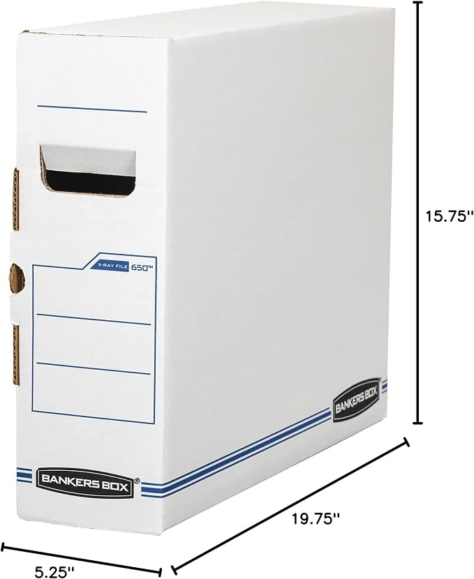 Bankers Box 12-Pack X-Ray File Storage Boxes, Secure Tab-Lock Closure | Protect sensitive x-ray film jackets with purpose-built boxes, tab-lock closure, reinforced handles, and easy storage. - Image 4