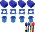 4-Set Blue Handheld Mic Protection Kit Silicone Ring Windscreen | anti-roll drop guard, ktv karaoke stage , wireless dynamic mic fit, foam windpop filter cover, bottom rod sleeve included by Cheerock