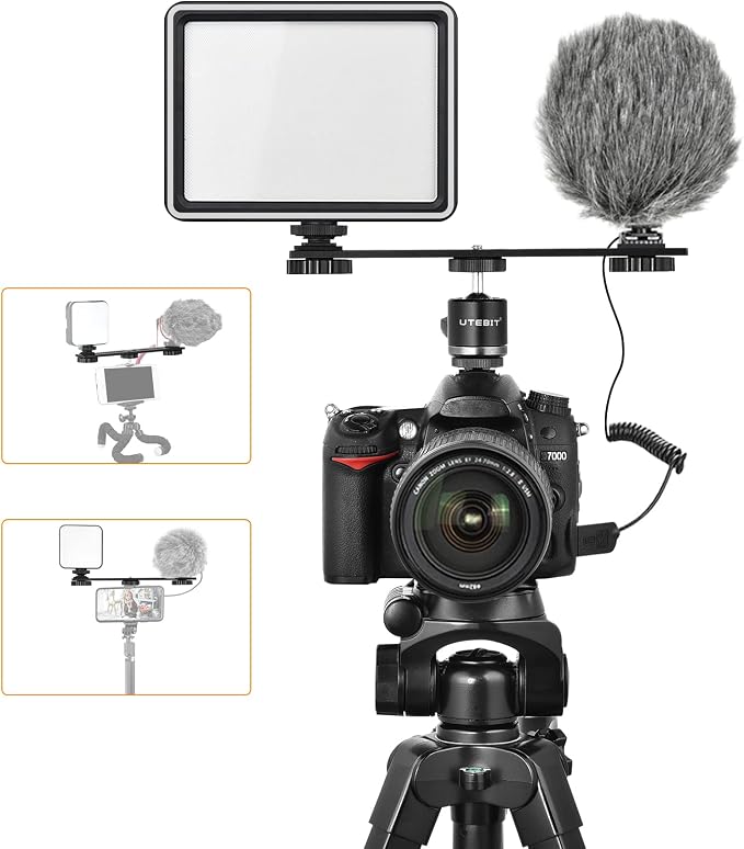 8 inch Flash Bracket, with 1/4" Screw Hot Shoe, 1 Pack | Dual Camera Mount Flash Bracket Extension Bar, Straight Flash Brackets Tripod Mount for DSLR Camera LED Light, Black - Image 7