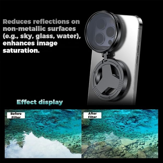 2026 Upgraded Anti-Glare Magnetic Phone Camera Filter, Anti-Glare Magnetic Phone Filter – Reduces Unwanted Reflections, Professional 52mm Polarizing Filter for iPhone Smartphone Photography (1Pcs) - Image 5