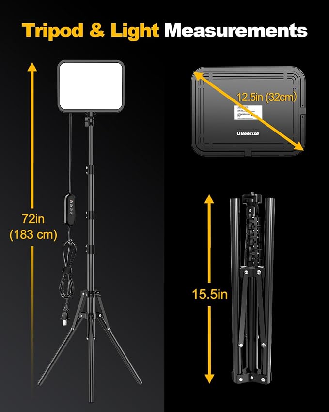 UBeesize 1-Pack LED Video Light Kit with Tripod Stand & Phone Holder | Ultra-Bright 3000-Lumen Dimmable Studio Lights for Live Streaming, Video Recording, Makeup, Gaming, YouTube and Photography - Image 6