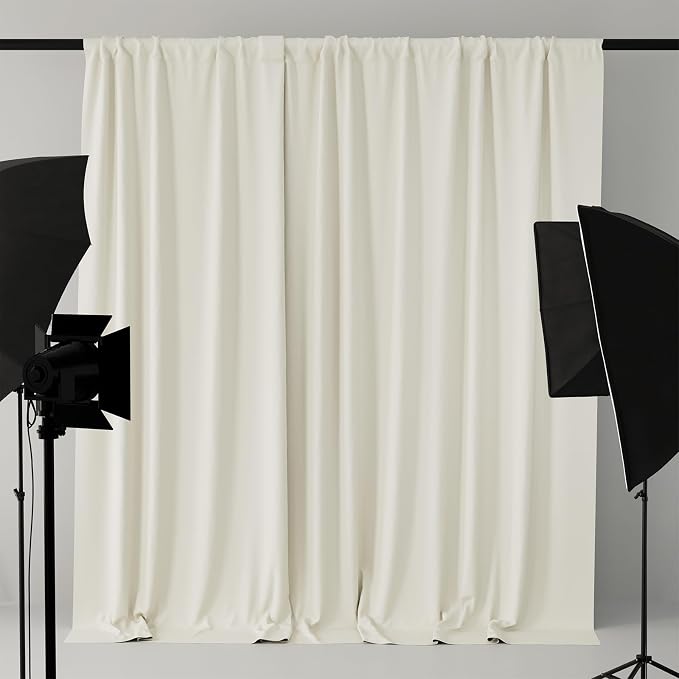 10x10FT Beige Backdrop Curtains for Parties, 5x10FT 2 Panels | Wrinkle Resistant Fabric Drapes for Photography Birthday Wedding Background Decorations Easy Hang Multipurpose Use - Image 7