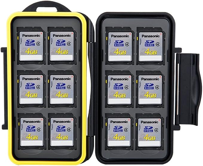JJC MC-SD12 Water Resistant Holder Storage Memory Card Case fits 12 SD Cards by JJC