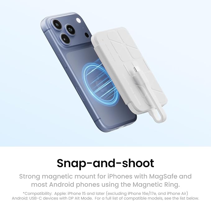 Insta360 Snap Selfie Screen - 4K Magnetic Selfie Monitor Screen for Selfie, Vlogging, Compaitble with iPhone 15/16/17 Pro, Touchscreen Control, Wired Instant Connection - Image 5