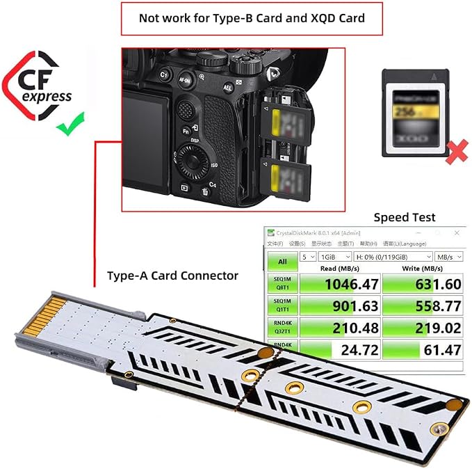 CFexpress Type-A to NVME 2230 2240 2260 2280 Memory Card Kit Case CFE CFA NGFF M-Key Adapter for Camera 8K RAW PCIe Expansion - Image 3