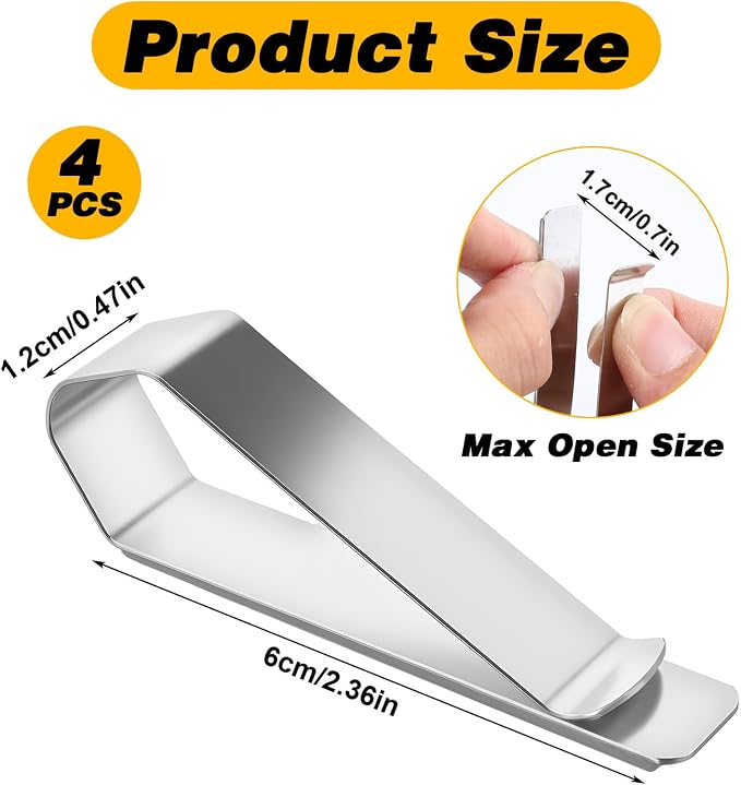 4 Pack Car Sun Visor Photo Clips, Stainless Steel Sun Visor Clips for Car with Adhesive Clip Mounting Kit for Custom Displays (Photo Frames Not Included), Strong Hold Accessory for Cars, Home & Office - Image 2