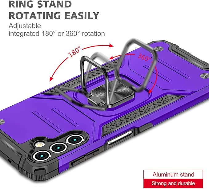 HNHYGETE for Galaxy A13 5G Phone Case with Screen Protector, 360°Military Grade Rotatable Kickstand [Heavy Duty] Protective Cases for Samsung Galaxy A13 5G (Purple) - Image 5