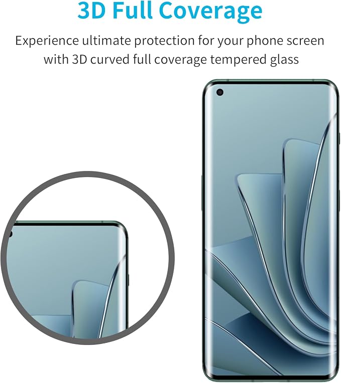 Didisky Screen Protector for Oneplus 10 Pro (Not for 10t,10), 3 Pack Tempered Glass Film with 2 Pak Lens Protector, 3D Curved Full Coverage,Easy to Install,Bubble Free,9H,Anti Scratch - Image 6