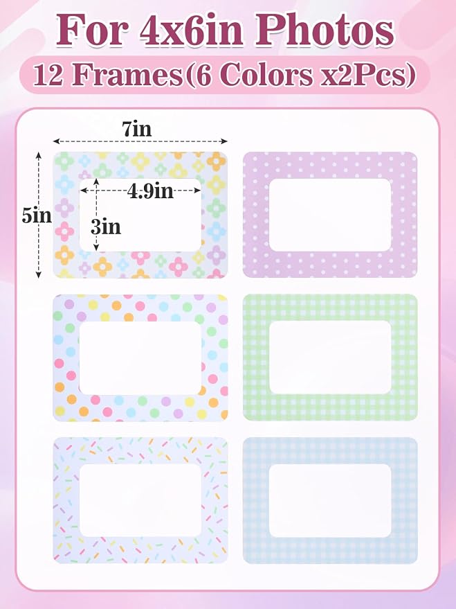12Pcs Magnetic Picture Frames for 4"x6" Photo, Locker Accessories for Girls | 6 Colors, Cute Back to School Gifts, Classroom Decorations Supplies, Refrigerator Decor, Pastel - Image 5
