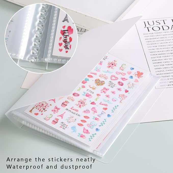 Fcozpjk 1Pcs 40 Slots Transparent Nail Stickers Storage Book Album | Organizer for Nail Decals Collecting Empty Display Book Collecting Holder Binder Case Sticker Storage Case DIY Nail Tools - Image 4