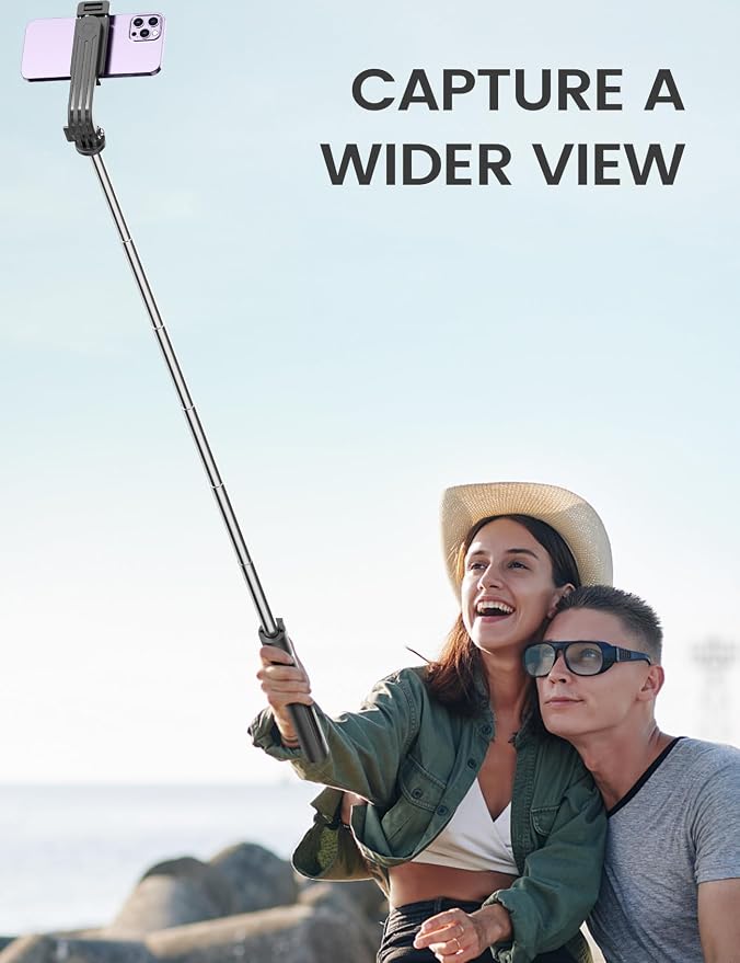ANXRE Travel Selfie Stick Tripod with Fill Light＆Wireless Detachable Remote | Reinforced Stable Base, Extendable, 50" Phone Tripod Stand for Film & Vlog Compatible with iPhone Samsung Cellphone Gopro - Image 6