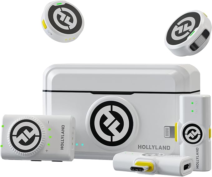 Hollyland Lark M2 Wireless Lavalier Microphone for iPhone/Android/Camera/PC/Laptop with Lightning/USB-C/Plug, 48KHz 24Bit, 1000ft Range, Noise Cancellation, 30H Battery for Video Recording, Streaming by Hollyland