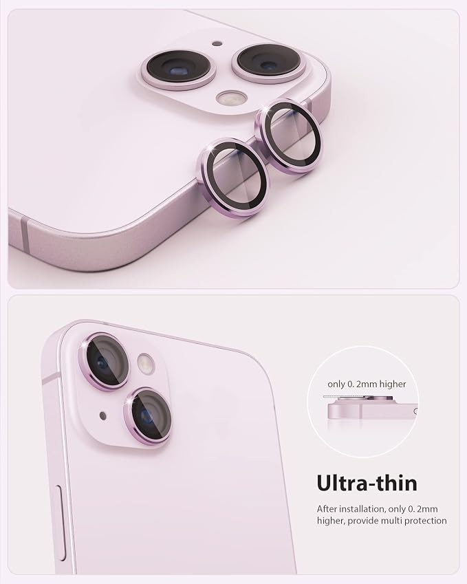 Camera Lens Protector Compatible for iPhone 13 & iPhone 13 Mini Camera Cover Premium 9H Tempered Glass [Anti-Scratch] 99.99% Transparency for iPhone 13 & iPhone 13 Mini, Pink - Image 5