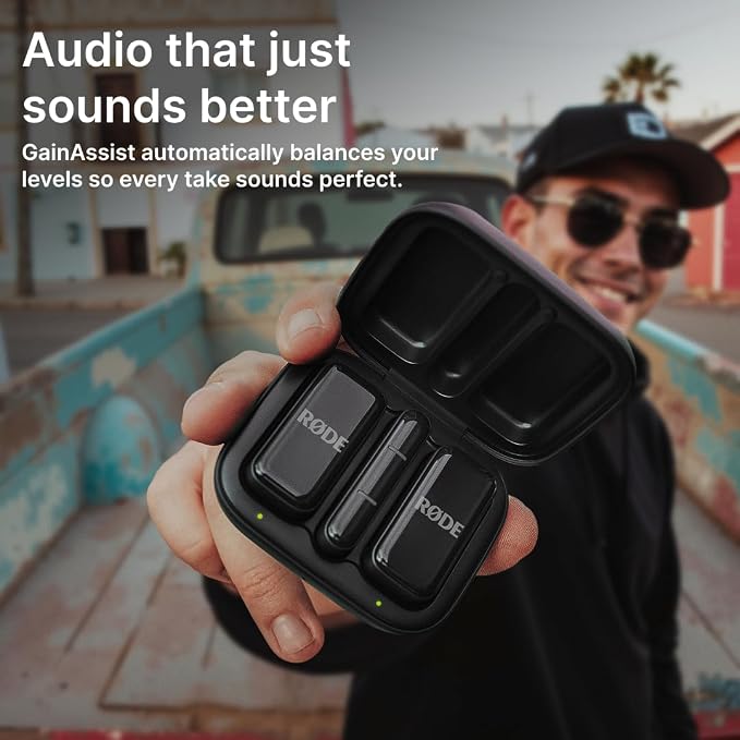 RØDE Wireless Micro - Compact Wireless Microphone, Two Mics with Charge Case for Smartphone Content Creation - USB-C, Black | Two Mics with Charge Case for Smartphone Content Creation, USB-C, Black - Image 4