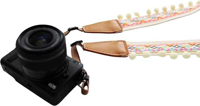 UNIKSTRAP Original Design Personalized Adjustable Camera Strap Super Colorful & Cute Pompom Tassel, Fit for Canon Nikon Sony Olympus Interchangeable Lens Digital Camera/DSLR etc. - Image 3