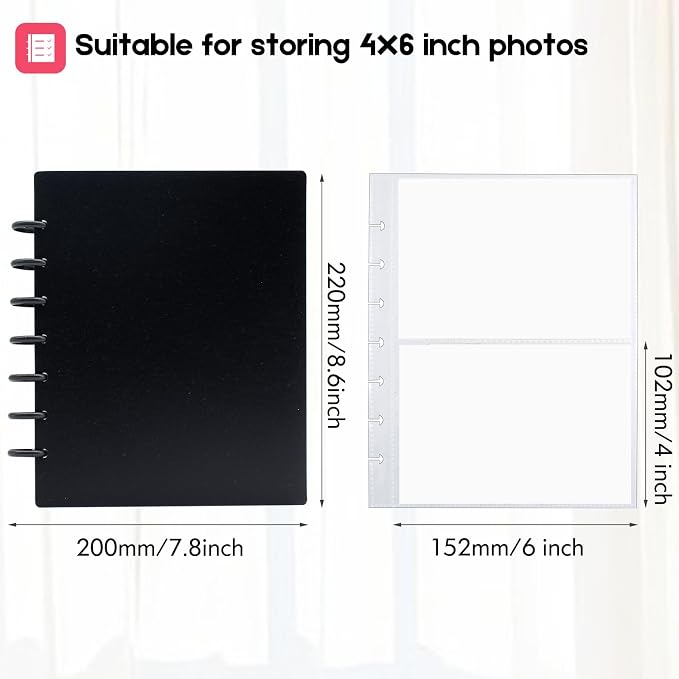 Photo Album 4x6 Photos, 80 Pockets Hard Cover Small Mini Capacity Pictures Album for Family Wedding Anniversary Baby Vacation (Black) - Image 2