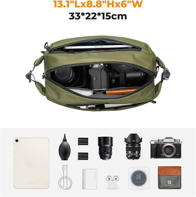 K&F CONCEPT 2 in 1 Camera Sling Bag, Everyday Shoulder Bag | Multifunction Photography Compact Crossbody DSLR Portable Bag, Compatible for Canon/Nikon/Sony, BS01 - Image 2