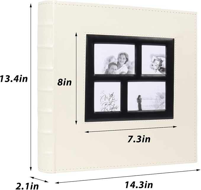 RECUTMS Photo Album 4x6 600 Pockets Large Leather Family Picture Book Beige | Black Pages, Hold 600 Horizontal and Vertical Photos, Travel, Christmas PhotoBook, DIY Front Window, Wedding Baby Memory Book - Image 2